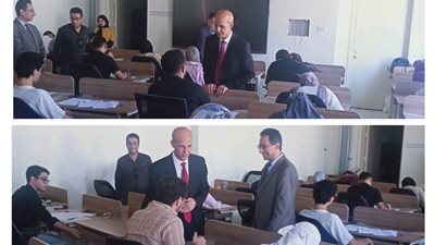 رئيس جامعة بنى سويف الأهلية يشيد بالالتزام بالقواعد داخل لجان الامتحانات| صور