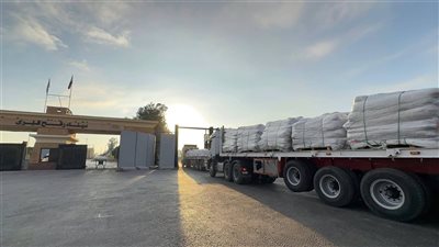 بحمولة أكثر من 4 آلاف طن.. الهلال الأحمر المصري يطلق قافلة «زاد العزة» 222 