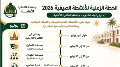 جامعة القاهرة الأهلية تطلق برنامجها الشامل للأنشطة الصيفية 2026