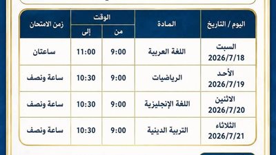 تعليم السويس تعلن جدول امتحانات الدور الثاني للمرحلة الابتدائية للعام الحالي