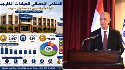 3076 حالة مريض استقبلتهم عيادات العلاج الطبيعى جامعة بنى سويف خلال عام