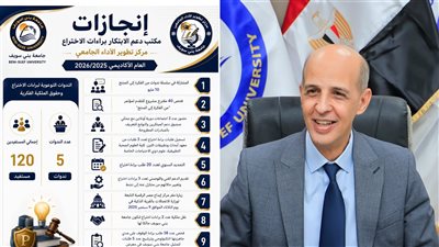 رئيس جامعة بني سويف يستعرض انجازات مكتب دعم الابتكار وبراءات الاختراع
