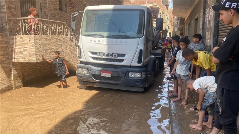 انفجار خط مياة بقليوب