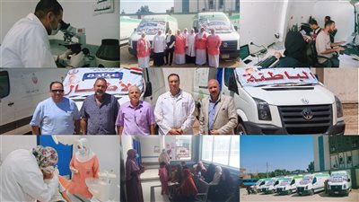 3989 خدمة مجانية قدمتها قافلة علاجية لأهالي كوم أبو خلاد بناصر بنى سويف 