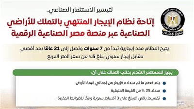 الإعلامي للوزراء يستعرض تفاصيل نظام الإيجار المنتهي بالتملك للأراضي الصناعية 
