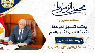 محافظ مطروح يعتمد تنسيق القبول بالثانوي العام «المرحلة الثانية» 
