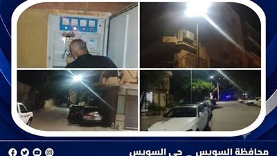رفع كفاءة الإنارة بشارع شهداء اليمن.. صيانة الكابلات واستبدال التالفة بالسويس