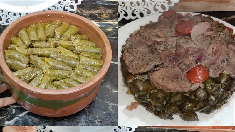 طاجن ورق العنب باللحم