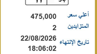 قبل انتهاء المزاد.. «ب و 11» تسجل 475 ألف وسط منافسة ثنائية 