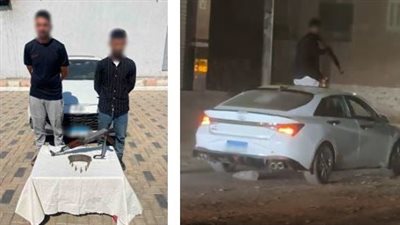 ضبط شخصين بعد ظهور أحدهما بسلاح ناري من فتحة سقف سيارة بالمنوفية 