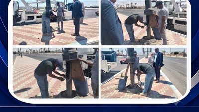 استكمال أعمال الإنارة بالكورنيش الجديد ورفع كفاءة شبكة الكهرباء بحي السويس