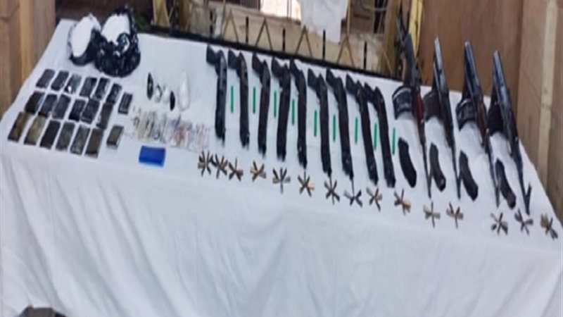 الأسلحة النارية المضبوطة